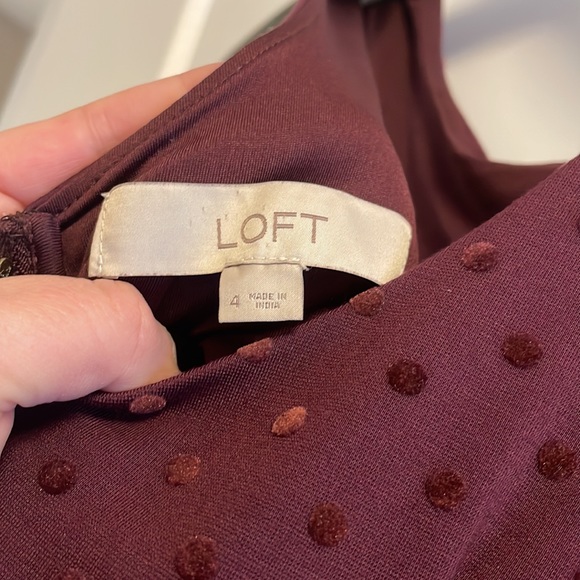 LOFT Maroon polka dot dress - Picture 3 of 6